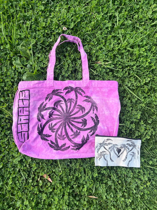 Palm Swirl Tote Bag (Hand Dyed/Printed)