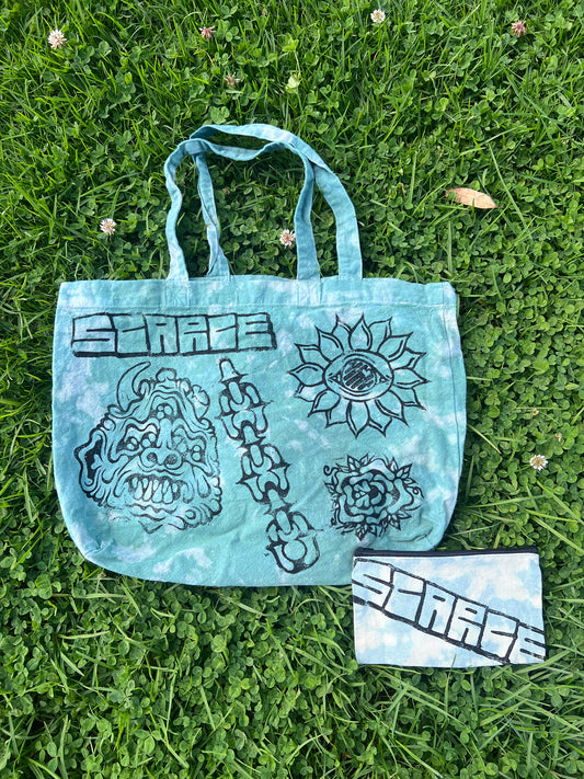 Scarce Combo Monster Tote Bag (Hand Dyed/Printed)