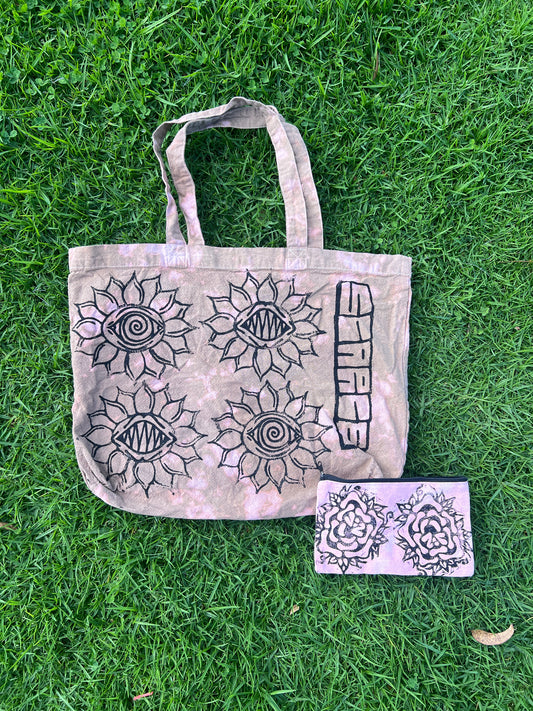 Scarce Flower Monsters Tote Bag (Hand Dyed/Printed)