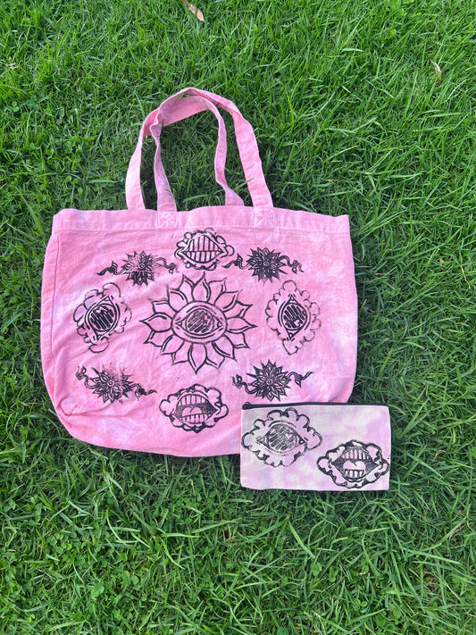 Scarce Friends All Around Tote Bag (Hand Dyed/Printed)